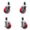 Service Caster 4'' Red Poly Wheel Swivel 1-3/8'' Expanding Stem Caster Set 2 Brakes, 4PK SCC-EX20S414-PPUB-RED-2-TLB-2-138 - alternate 1